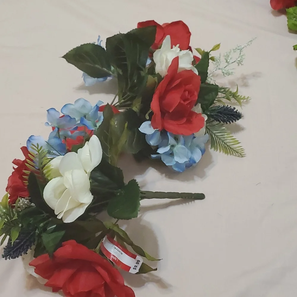 5 Faux Bouquets Red/Blue/White
